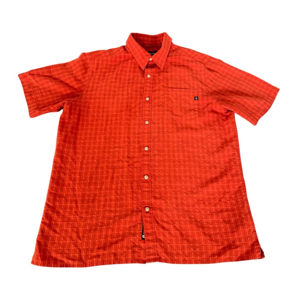 Marmot Shirt Men's Size Large Short Sleeve Button Up Orange Lightweight